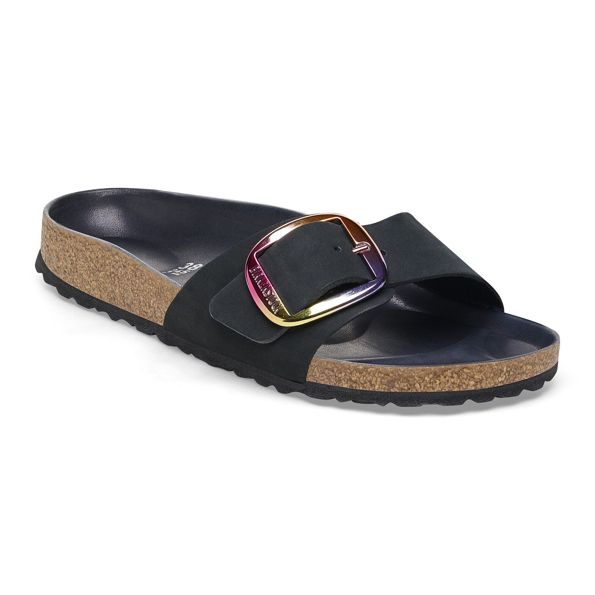 Madrid Big Buckle Nubuck Leather Black